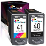 ColoWorld Remanufactured 40 41 Combopack Ink Cartridges for Canon PG-40 CL-41(Black Colour) with Canon Pixma MP150 MP140 MP210 MP460 iP2600 iP1600 iP1200 iP2500 MX310 MP170 MP160 iP1700 Printer