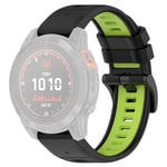 Garmin Fenix 7/7 Pro/6/6 Pro etc. Klockarmband i silikon - Svart/Grön