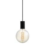EGLO Suspension luminaire Pozueta, support ampoule suspendu, style vintage et industriel, lampe en acier noir pour salon et table à manger, douille E27, Ø 12,5 cm