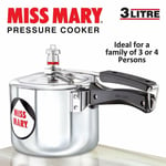Hawkins Miss Mary Aluminium Pressure Cooker, 3 litres, Silver- Free Shipping