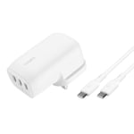 Belkin BoostCharge 3-Port USB-C Wall Charger with PPS 67W, USB-C PD 3.1 Enabled Fast Charging iPhone Charger for iPhone 15 Series, MacBook Pro, AirPods, Galaxy, and more, USB-C to USB-C cable included