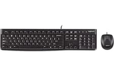 Logitech MK120 Wired Keyboard and Mouse Combo for Windows, QWERTZ German Layout - Black