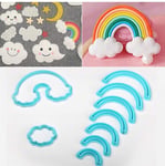 9pcs/set Rainbow & Cloud Fondant Cutter Set 3d Printed Rainbow Cookie Cutter Fondant Biscuit Decoration Mold for Cake Baking