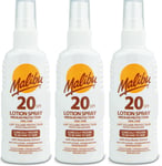 Malibu Lotion Spray SPF20 100ml | Sunscreen | Beach Essential | Travel Size X 3