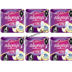 6 Packs of 7 Always Platinum Secure Night (Size 4) Sanitary Towels Wings