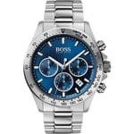 Hugo Boss HB1513755 Hero Sport Lux Mens Silver Stainless Chrono Watch + Gift Bag