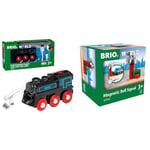 BRIO World Rechargeable Battery Engine Train for Kids Age 3 Years Up & World Magnetic Railway Bell Signal for Kids Age 3 Years Up - Compatible with all Train Sets & Accessories