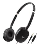 JVC HA-S160M-B Flats Foldable and Compact Headphones in Glossy Trendy Colour, with Switch for Microphone On/Off, Ideal for Teleworking and Online Seminars (Black)