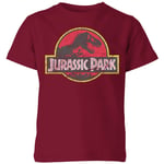 Jurassic Park Logo Vintage Kids' T-Shirt - Burgundy - 3-4 Years - Burgundy