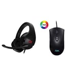 HyperX HX-HSCS-BK/EM Cloud Stinger Gaming Headset for PC/Xbox/One/PS4/Wii U/Mobile, Black + HX-MC004B Pulsefire Core - RGB Gaming Mouse Black ()