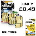 Giffgaff Giff Gaff Nano/micro/standard 3 In 1 Sim Free £5, 4g Uk Card For Iphone