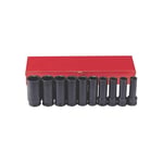 Force 4107S 12quot Impact socket set 6 sidor lång SAE 10 stycken