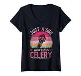 Womens Just A Girl Who Loves Celery, Vintage Celery Girls Kids V-Neck T-Shirt