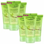 Simple Kind to Skin Soap Free Refreshing Facial Gel Wash - 6 x Pack 50ml.