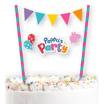 Amscan 9918351 - Peppa Pig Kids Birthday Party Cake Topper with Bunting on Picks