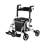 Uniprodo Rullator - Transportrullstol 2-in-1 Silver 120 kg