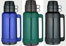 1 Thermos Mondial Glass Vacuum Insulated Flask Travel Drink Soup Flask 2 Cups 1L