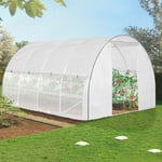 Serre tunnel de jardin 12M² blanche relevable avec moustiquaire - Blanc