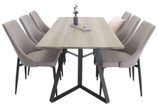 Venture Design Marina & Leone matgrupp Grå/grå 6 st stolar & bord 180 x 90 cm