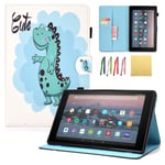 Coopts All-New Amazon Fire HD 10 Case 2019/2017/2015, Auto Wake Sleep PU Leather and Soft TPU Bumper Protective Cover for Kindle Fire HD 10.1" (9th/7th/5th Gen, 2019/2017/2015 Release), Dinosaur