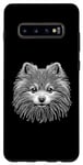 Coque pour Galaxy S10+ Line Art Poméranien Pomeranians Chien