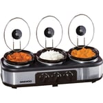 Daewoo 3x1.5L Triple Slow Cooker With 3 Individual Heat Pots 300W Silver SDA1334