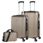 ITACA - SHard Shell Suitcase Set of 2-4 Wheel ABS Luggage Sets 3 Piece with Combination Lock - Resistant and Lightweight Hard Suitcase Set in Medium and Large 771116B, Champagne