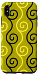 Coque pour iPhone XS Max Yellow Mustard Spirals Repeating Curles Ancient Pattern