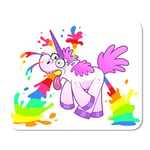Mousepad Computer Notepad Office Puke Pink Cartoon Unicorn Makes Wacky Rainbow Explosion Barf Funny Mad Character Home School Game Player Computer Worker Inch