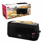 1400W BLACK 4-SLICE WIDE SLOT BAGEL MUFFIN TOASTER VARIABLE BROWNING & DEFROST