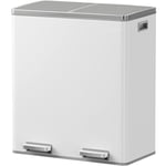 KITCHEN MOVE Major Kitchen Bin with Pedal Separation Large Capacity 60 L (2 x 30 L) Stainless Steel White
