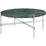 TS Coffee Table 80 cm, Polished Steel / Grey Guatemala marble