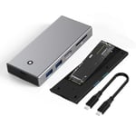 ZoraVson Boîtier SSD M.2 NVMe SATA avec Hub, Adaptateur M.2 NVMe SSD,Aluminum External Boîtier M2 Disque Dur pour NVME PCIe SATA,Station d'accueil 4 en 1 USB C avec 5 Gpbs USB 2.0, SD, Micro SD