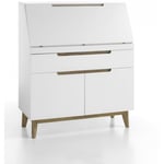 Bureau secrétaire scandinave blanc/chêne Amodeo Blanc