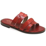 39 rouge Emmanuela Sandales en cuir plat confortables, glisser sur des sandales dans un style grec, des chaussures d'été avec des orteils ouverts, des sandales à curseur boho chic