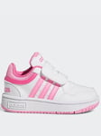 adidas Sportswear Infant Girls Hoops 3.0 Trainers - White/Pink, White/Pink, Size 6 Younger