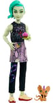 Monster High Deuce Gorgon Posable Doll, Pet and Accessories, Denim Snake Jacket, Tinted Sunglasses, Kids Toys, Gift Set, HHK56 Amazon Exclusive