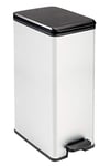 Curver Slim Metal Effect 90% Recycled Kitchen Pedal Touch Deco Bin, Silver, 40 Litre