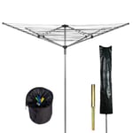 4 Arms 50m Steel/Aluminum Rotary Airer Laundry Cloths Washing Dryer Line Outdoor