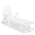 Transat Chaise Longue Bain De Soleil Lit De Jardin Terrasse Meuble D'extérieur Avec Repose-Pied Plastique Blanc Helloshop26 02_0012588