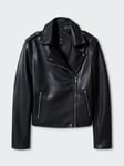 Mango Liz Faux Leather Biker Jacket, Black