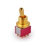 MEC Maxi Toggle Switch, Short Solder Lugs, ON/ON, 3PDT - Gold
