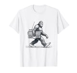 Retro Bigfoot Music Boom Box Sasquatch Radio Cassette Player T-Shirt
