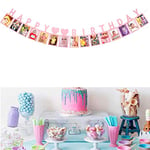 Dusenly Colorful Happy Birthday Photo Banner Baby 1st Birthday Photo Frame Bunting Photograph Garland for Birthday Party Decoration (Pink)