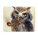 Funny Wise Owl with Big Eyes and Tube Watercolor Animal Rectangle Non-Slip Rubber Mousepad Mouse Pads/Mouse Mats Case Cover for Office Home Woman Man Employee Boss Work