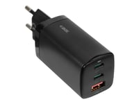 Ibox C-65 - Strömadapter - 65 Watt - 5 A - Pd 3.0, Apple 2.4A, Apple Fast Charge, Huawei Fast Charge, Scp, Afc, Qc 3.0, Qc 4.0+ - 3 Utdatakontakter (2 X Usb-C, Usb) - På Kabel: Usb-C - Svart