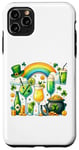 Coque pour iPhone 11 Pro Max Green Hat Pièces de monnaie et bière pour la Saint-Patrick