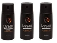 3 x 150ml Lynx DARK TEMPTATION Deodorant Spray Free 48h Tracked Delivery