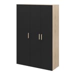 Armoire penderie 2 portes battantes noir et effet chêne GoodHome Atomia H. 187 x L. 125 x P. 45 cm