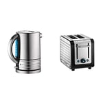 Dualit Architect Kettle | 1.5 L 2.3 KW Stainless Steel Kettle with Brushed Finish | Rapid Boil and Patented Pure Pour Non-Drip Spout & Architect 2 Slice Toaster | Brushed Stainless Steel